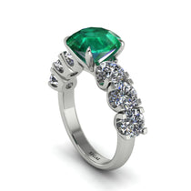 Round Cut Emerald Cathedral Engagement Ring - Tatum No. 6 image 1