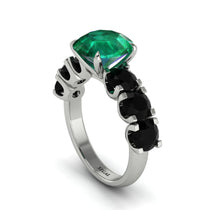 Round Cut Emerald Cathedral Engagement Ring - Tatum No. 36 image 1