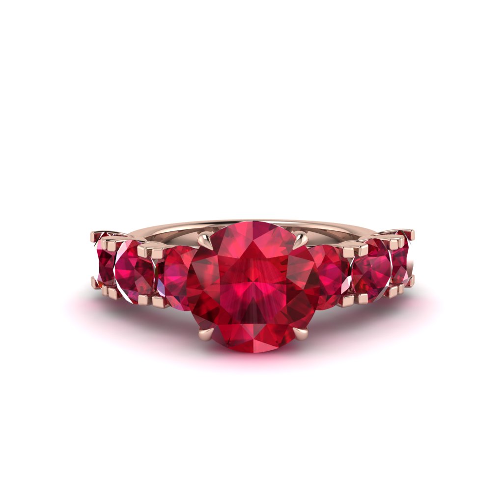 Round Cut Ruby Cathedral Engagement Ring - Tatum No. 56