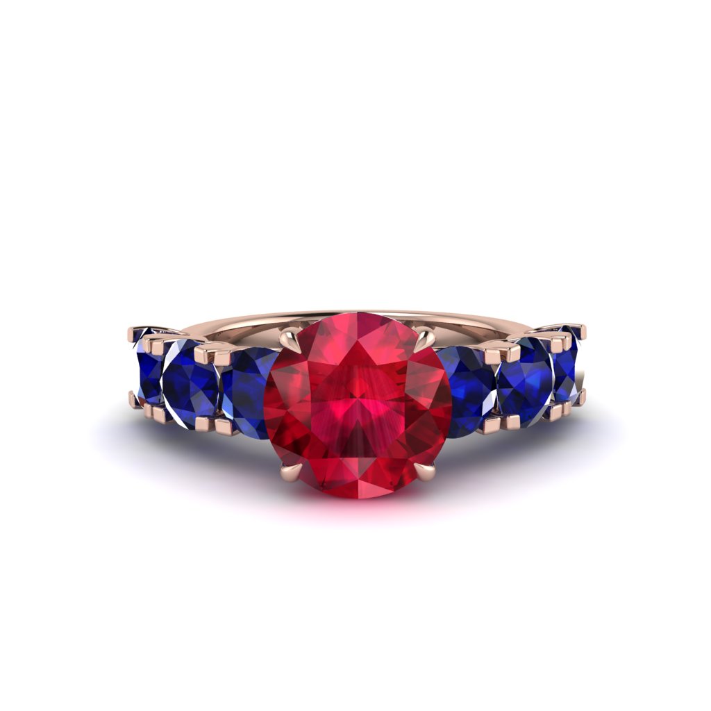 Round Cut Ruby Cathedral Engagement Ring - Tatum No. 71