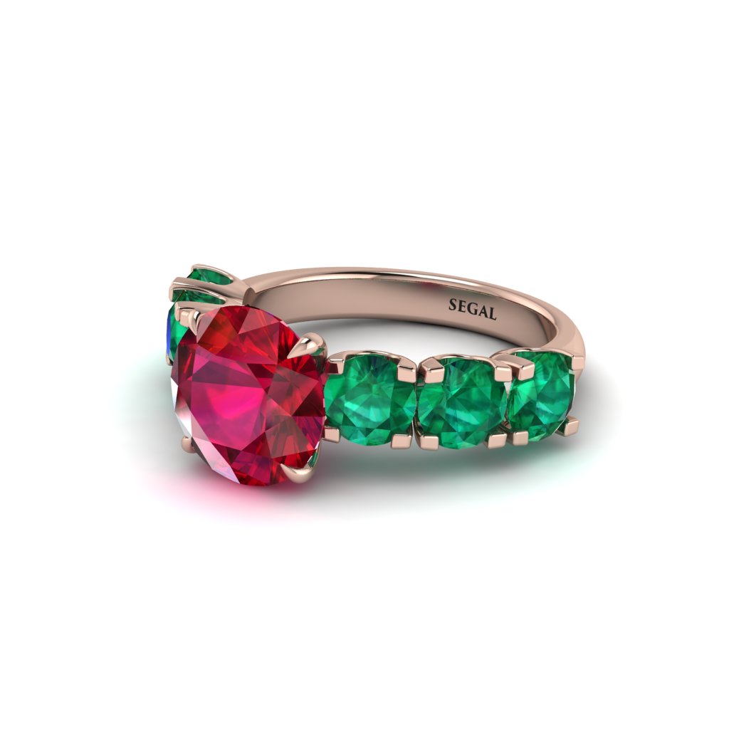 Round Cut Ruby Cathedral Engagement Ring - Tatum No. 26