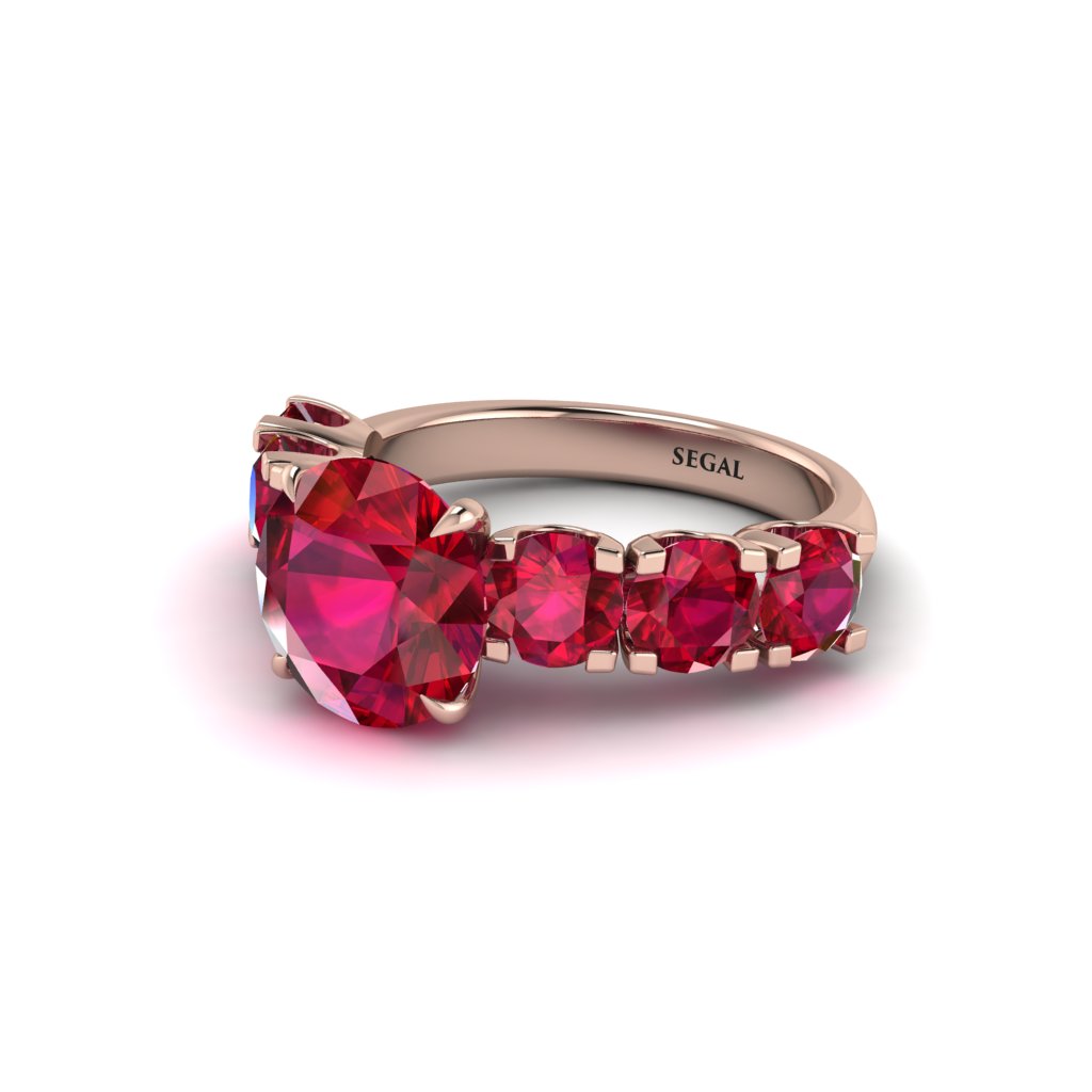 Round Cut Ruby Cathedral Engagement Ring - Tatum No. 56