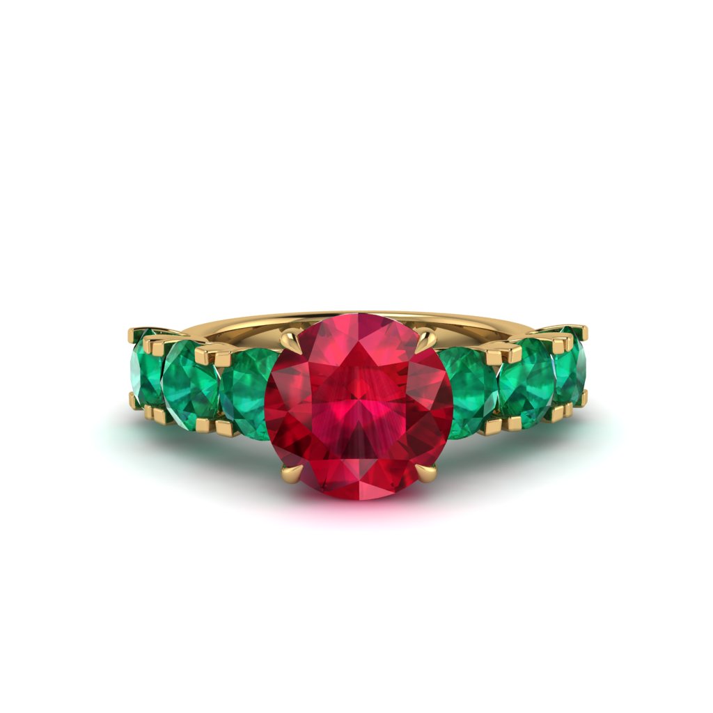 Round Cut Ruby Cathedral Engagement Ring - Tatum No. 25