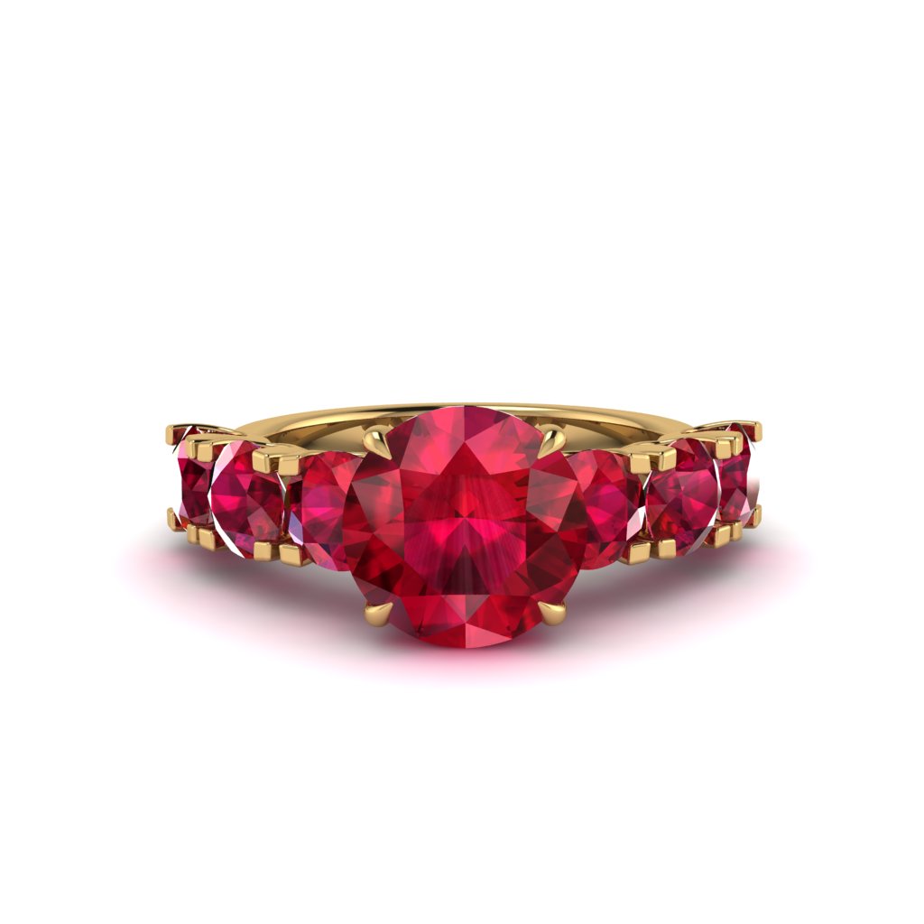 Round Cut Ruby Cathedral Engagement Ring - Tatum No. 55