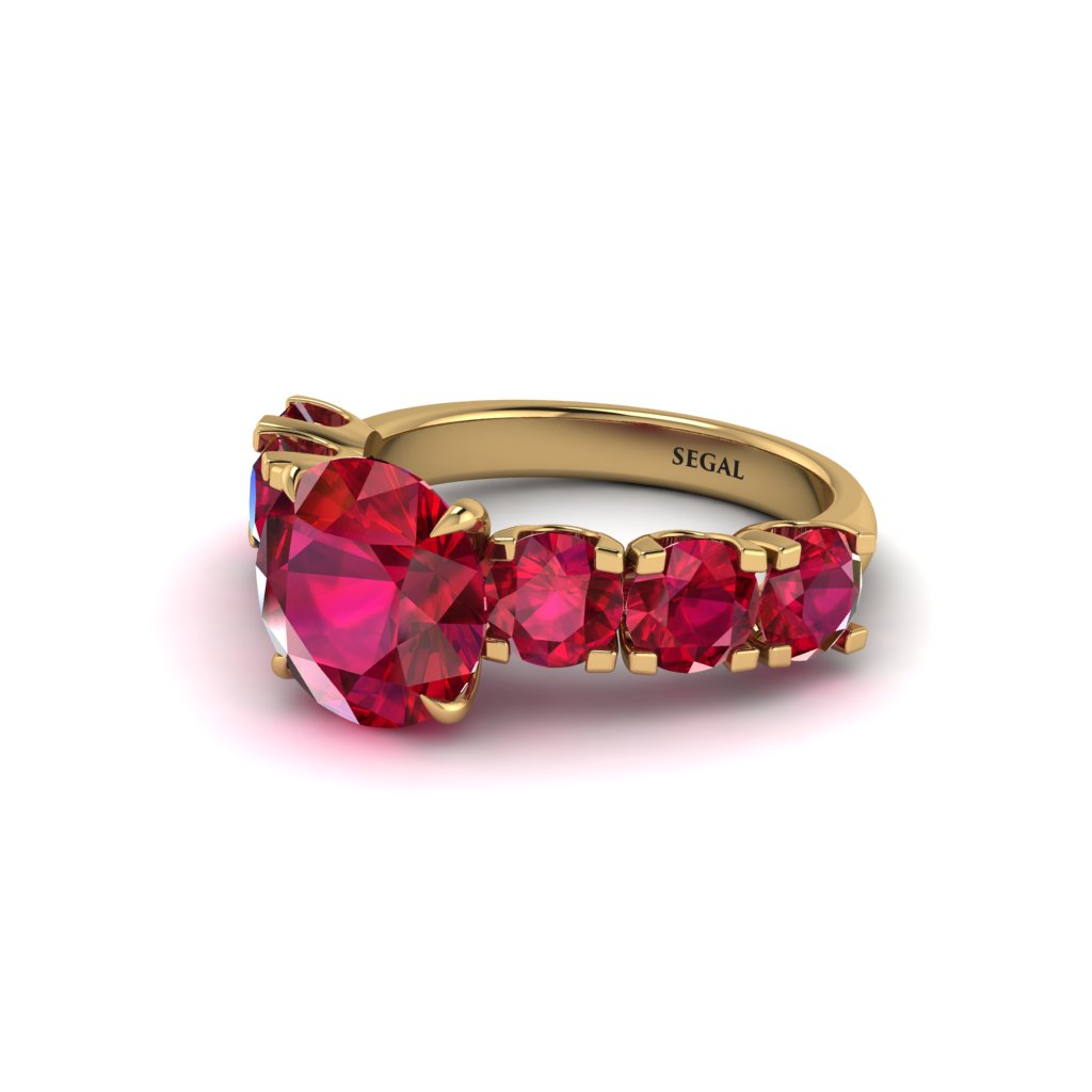 Round Cut Ruby Cathedral Engagement Ring - Tatum No. 55
