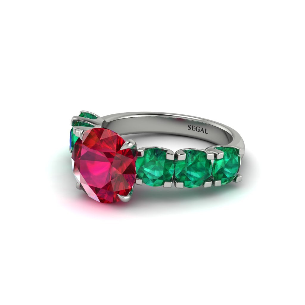 Round Cut Ruby Cathedral Engagement Ring - Tatum No. 27