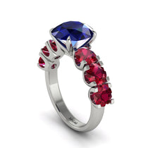 Round Cut Sapphire Cathedral Engagement Ring - Tatum No. 60 image 1