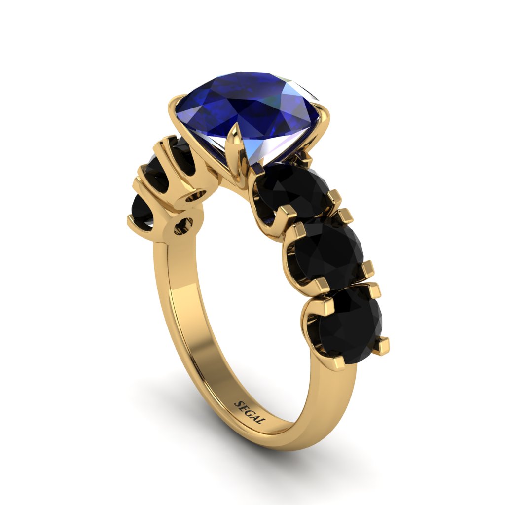 Round Cut Sapphire Cathedral Engagement Ring - Tatum No. 43