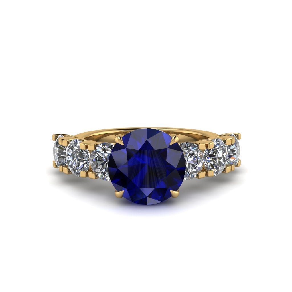 Round Cut Sapphire Cathedral Engagement Ring - Tatum No. 13