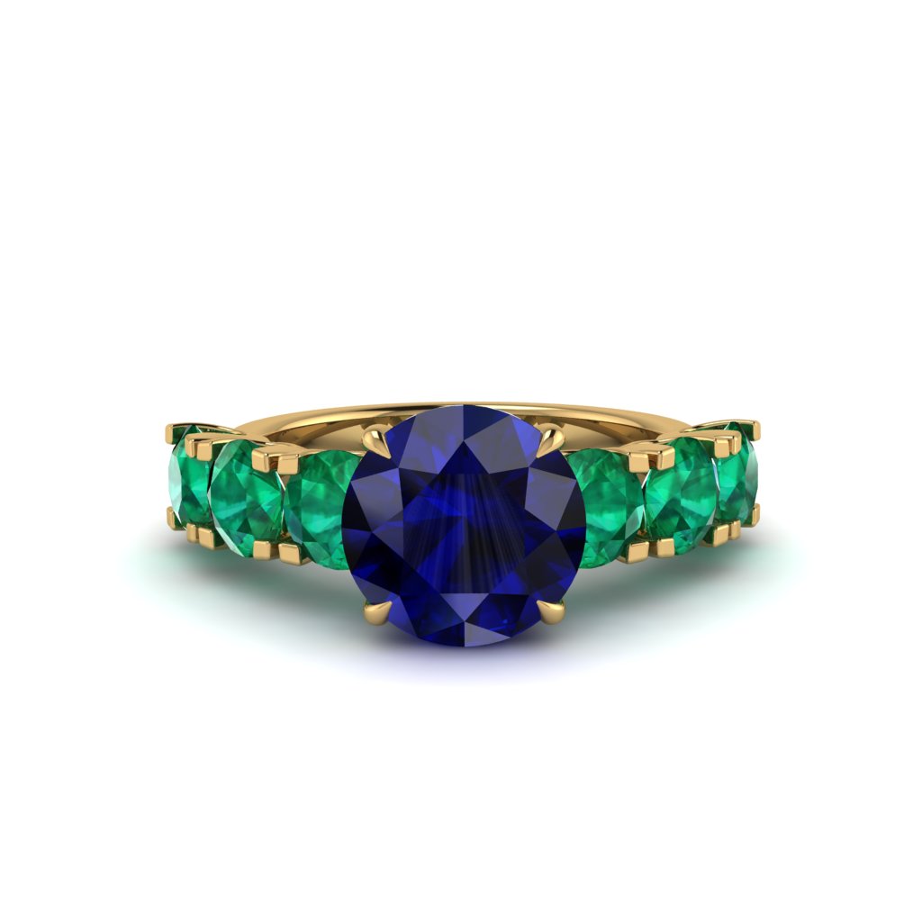 Round Cut Sapphire Cathedral Engagement Ring - Tatum No. 28