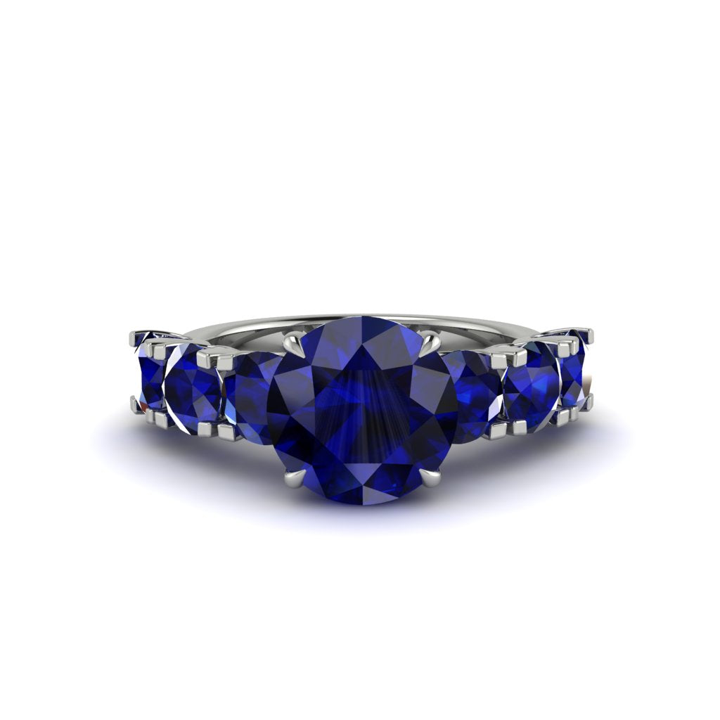 Round Cut Sapphire Cathedral Engagement Ring - Tatum No. 75