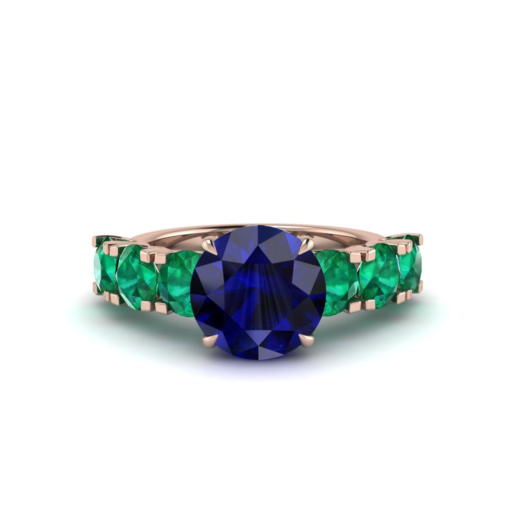 Round Cut Sapphire Cathedral Engagement Ring - Tatum No. 29