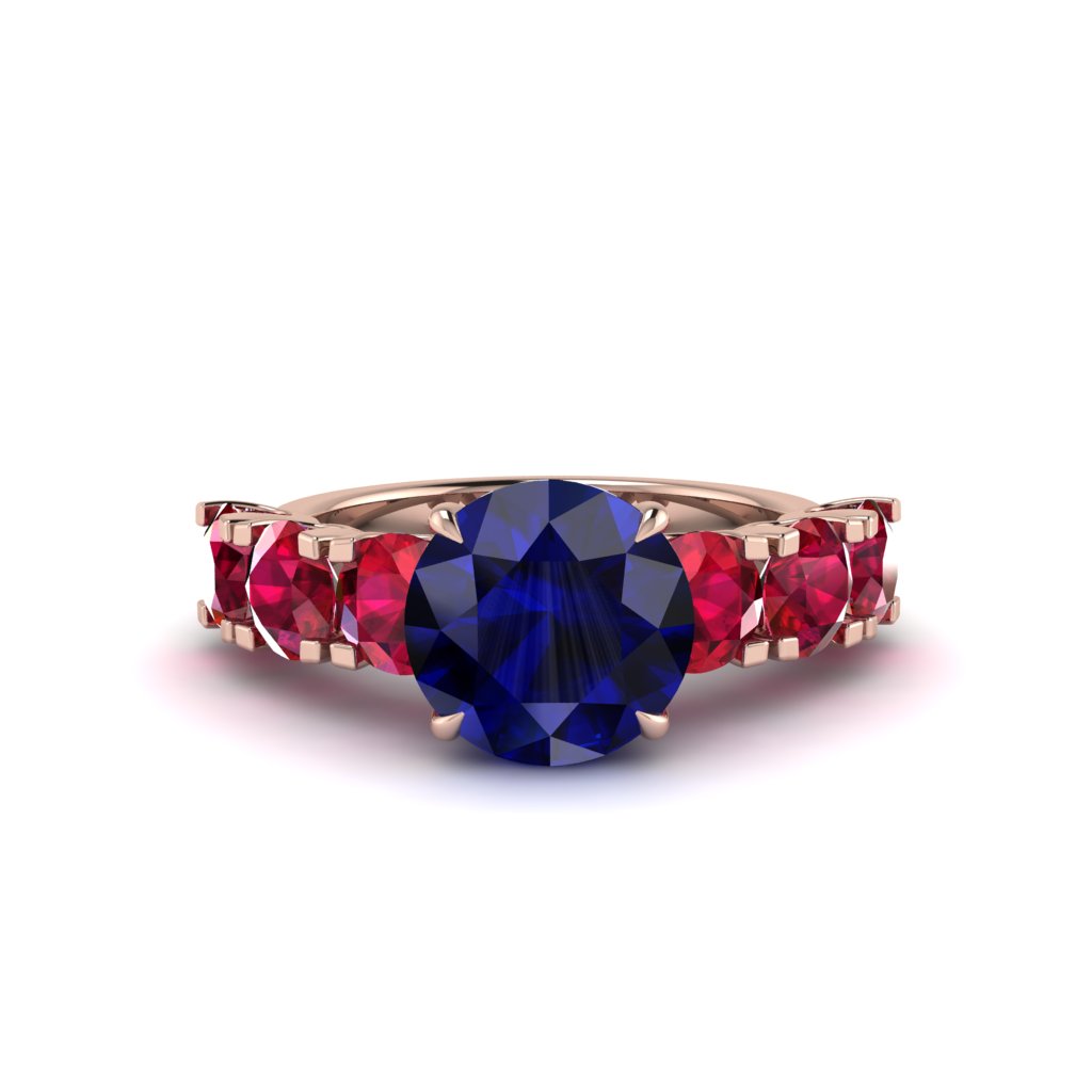 Round Cut Sapphire Cathedral Engagement Ring - Tatum No. 59