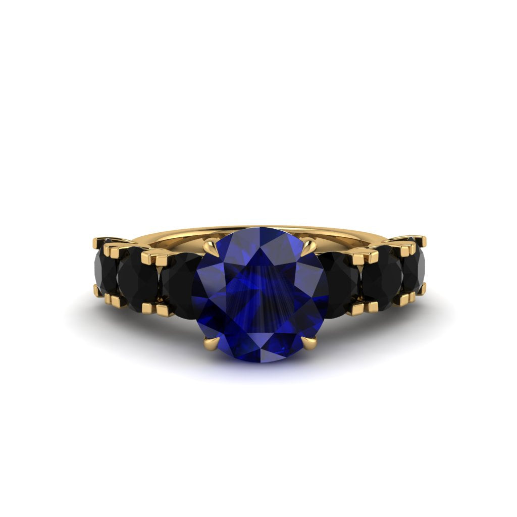 Round Cut Sapphire Cathedral Engagement Ring - Tatum No. 43