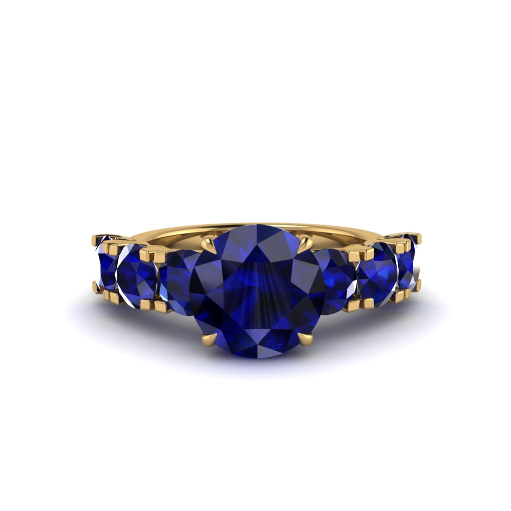 Round Cut Sapphire Cathedral Engagement Ring - Tatum No. 73