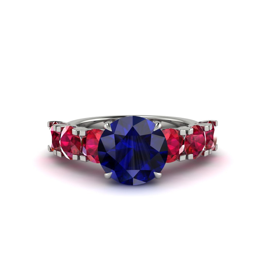 Round Cut Sapphire Cathedral Engagement Ring - Tatum No. 60