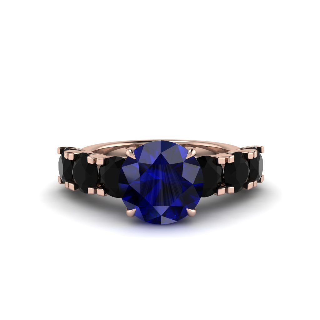 Round Cut Sapphire Cathedral Engagement Ring - Tatum No. 44
