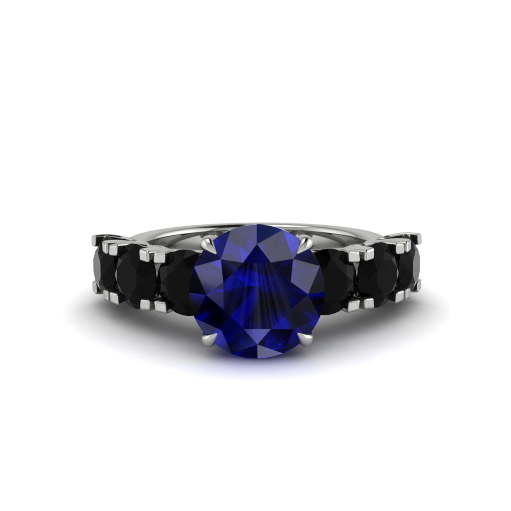 Round Cut Sapphire Cathedral Engagement Ring - Tatum No. 45