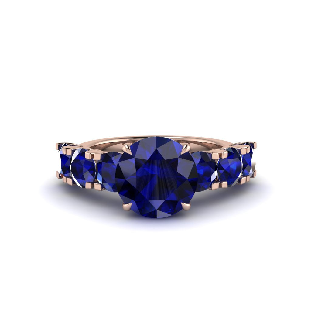 Round Cut Sapphire Cathedral Engagement Ring - Tatum No. 74