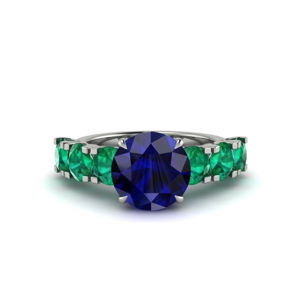 Round Cut Sapphire Cathedral Engagement Ring - Tatum No. 30