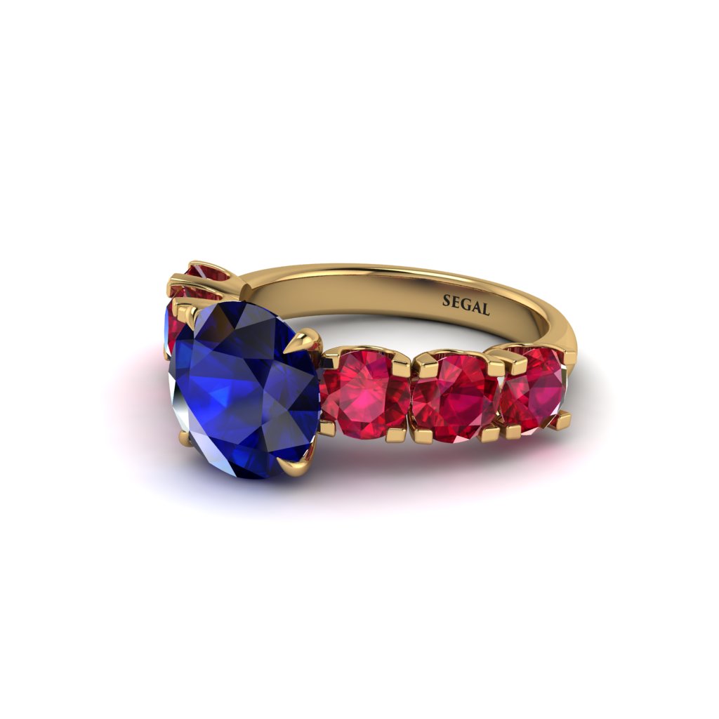 Round Cut Sapphire Cathedral Engagement Ring - Tatum No. 58