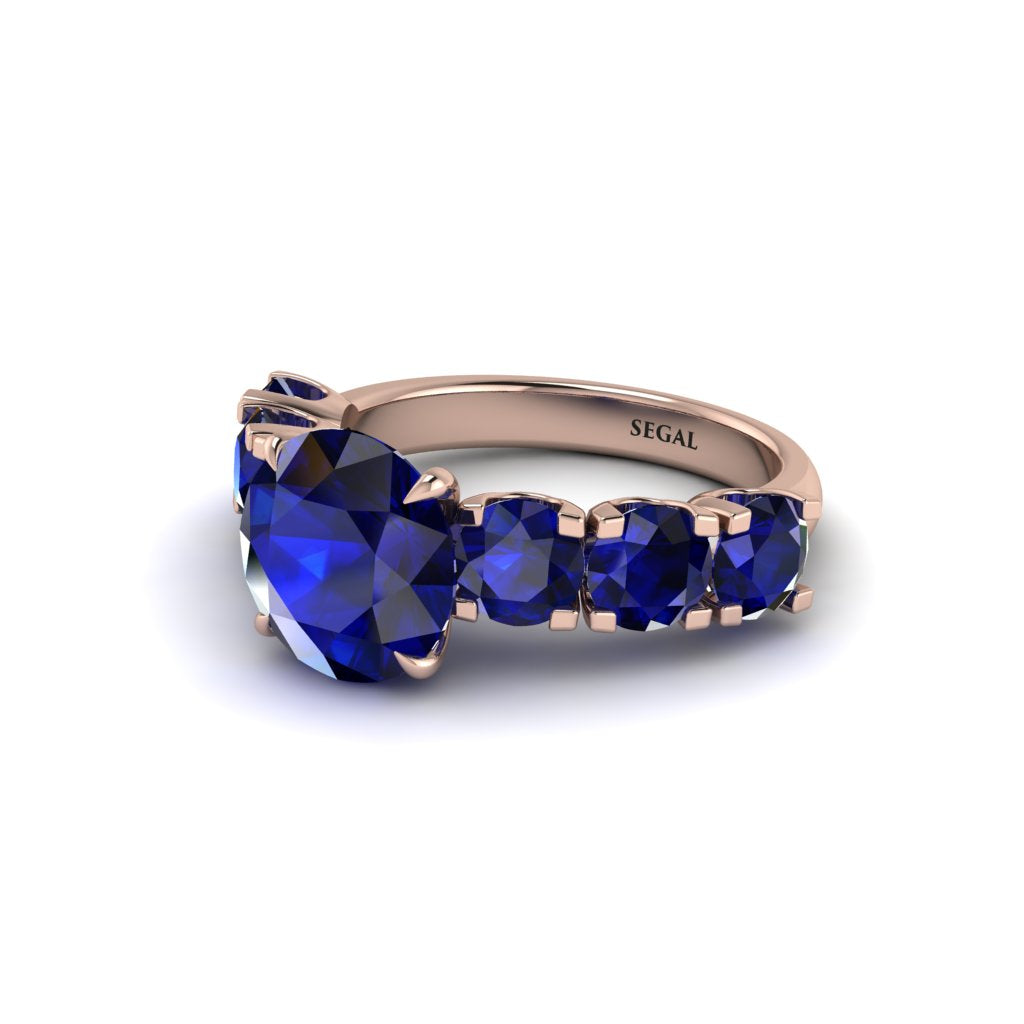Round Cut Sapphire Cathedral Engagement Ring - Tatum No. 74