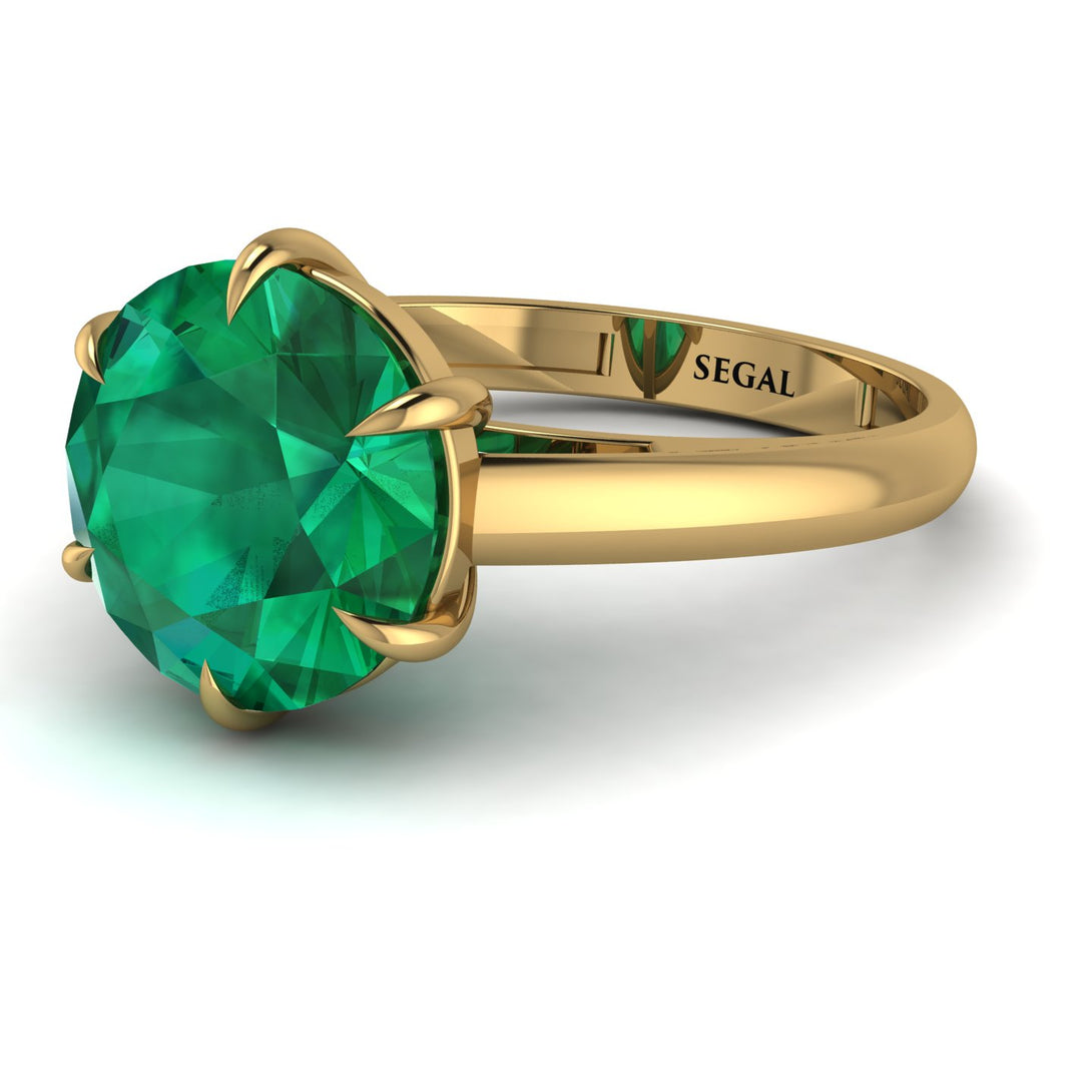 Round Cut Emerald Solitaire Engagement Ring - Miranda No. 4
