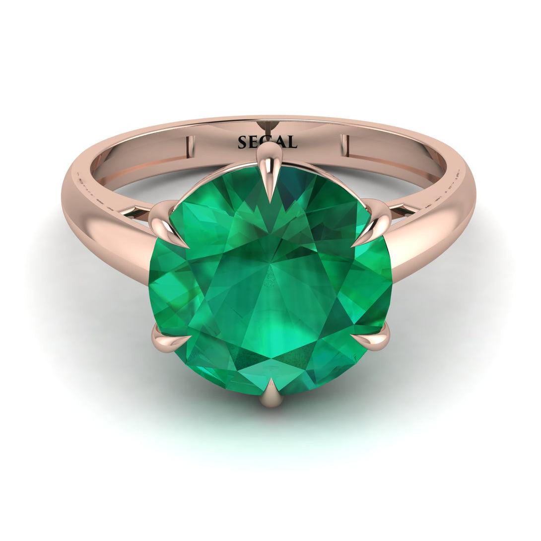 Round Cut Emerald Solitaire Engagement Ring - Miranda No. 5