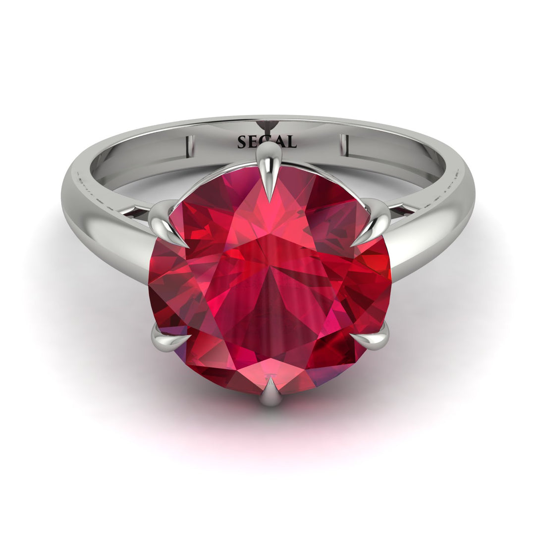 Round Cut Ruby Solitaire Engagement Ring - Miranda No. 12