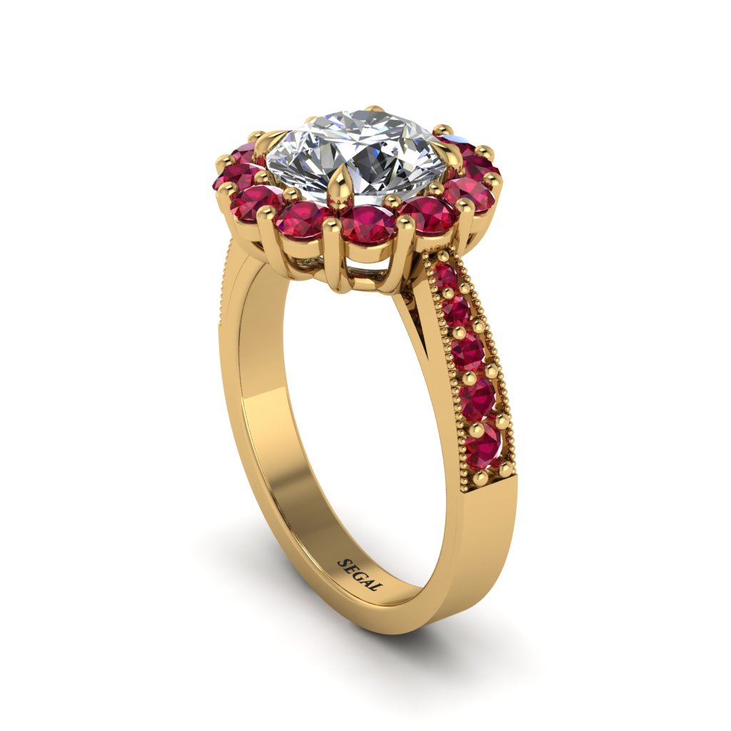 Ruby Round Halo Engagement Ring - Unity No. 46