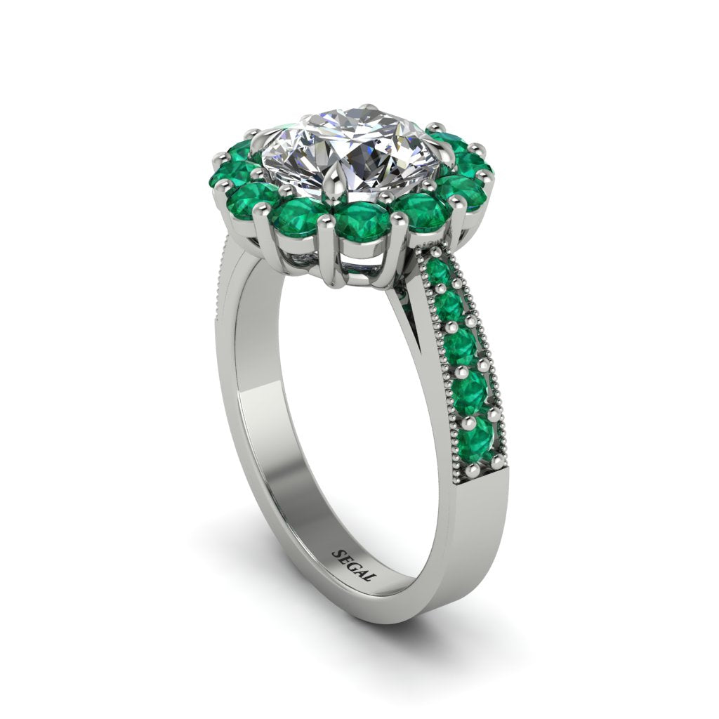 Emerald Round Halo Engagement Ring - Unity No. 18