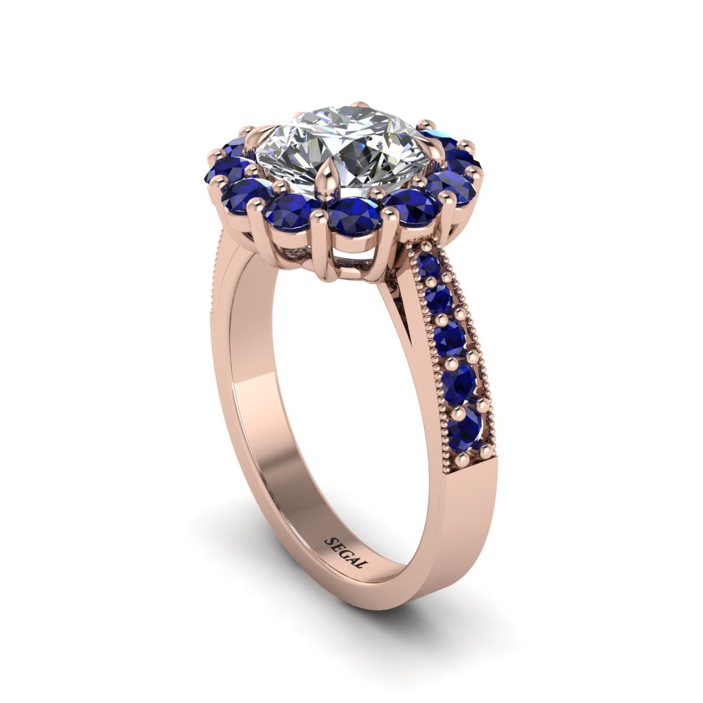 Sapphire Round Halo Engagement Ring - Unity No. 62