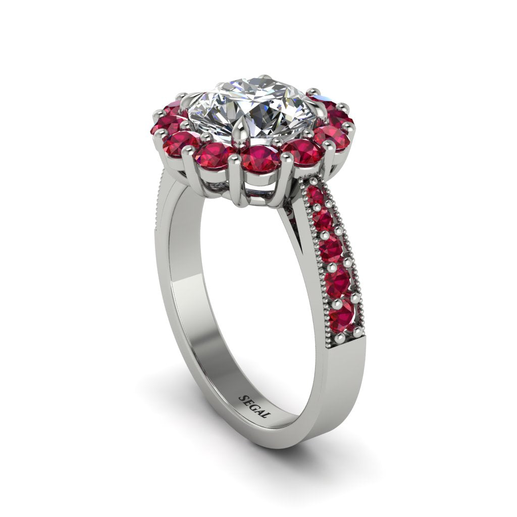 Ruby Round Halo Engagement Ring - Unity No. 48