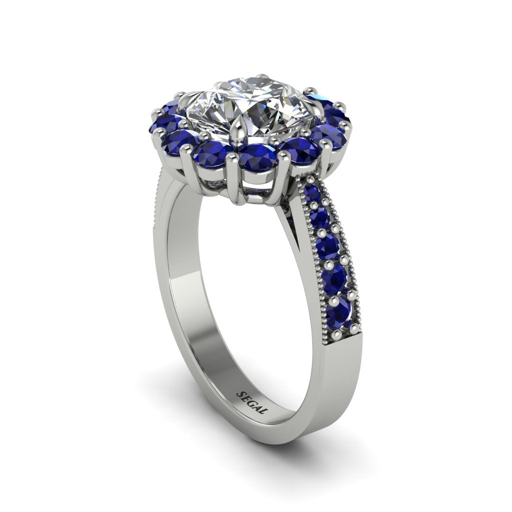 Sapphire Round Halo Engagement Ring - Unity No. 63