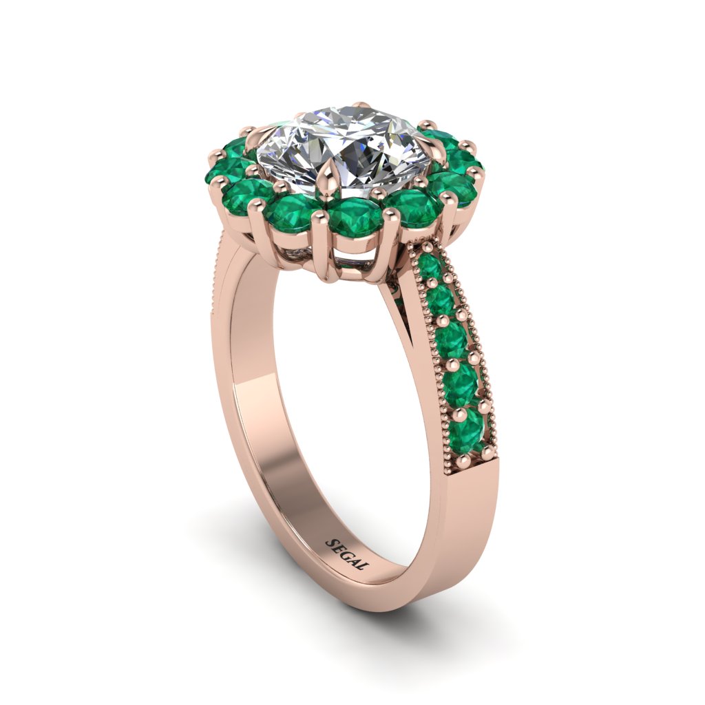 Emerald Round Halo Engagement Ring - Unity No. 17