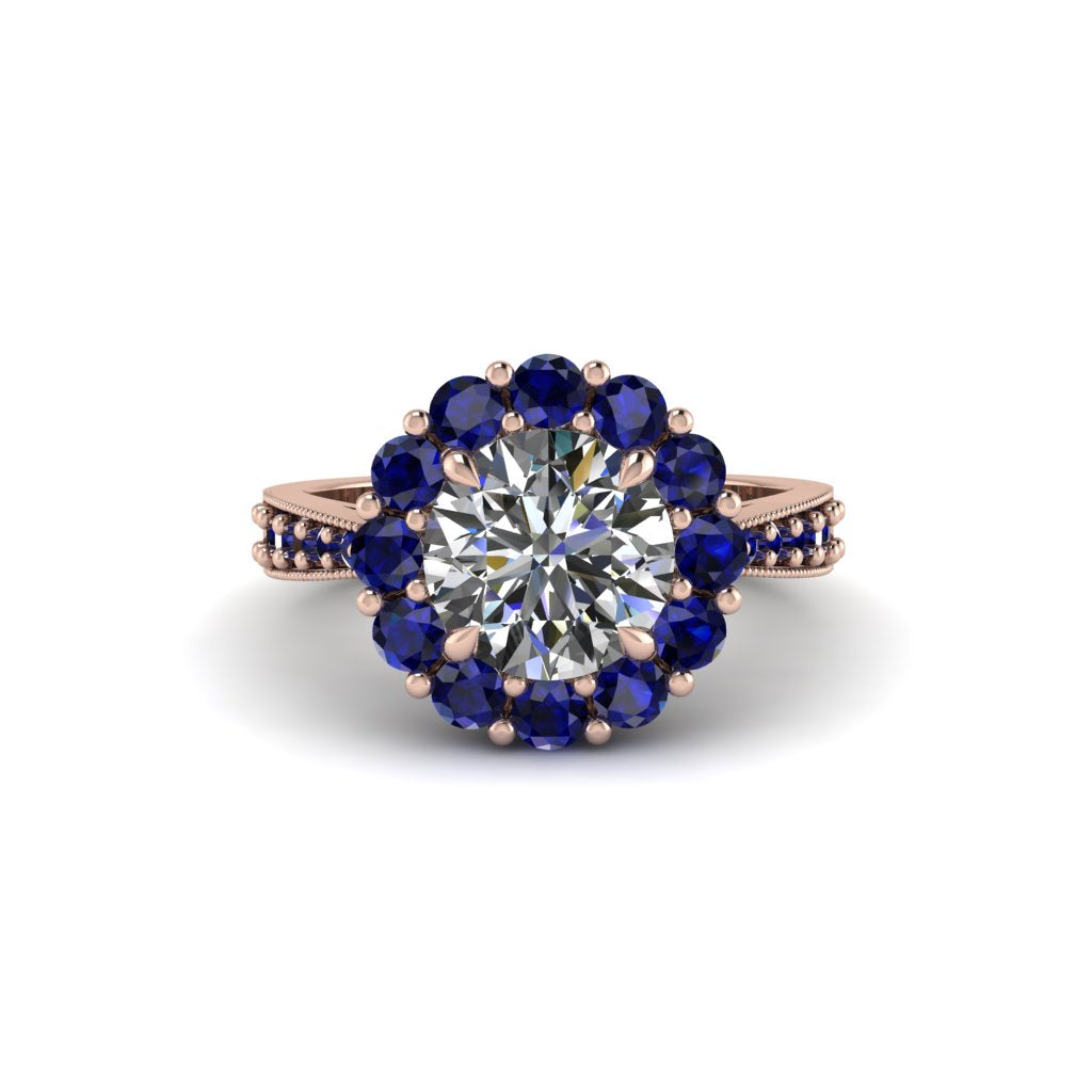 Sapphire Round Halo Engagement Ring - Unity No. 62