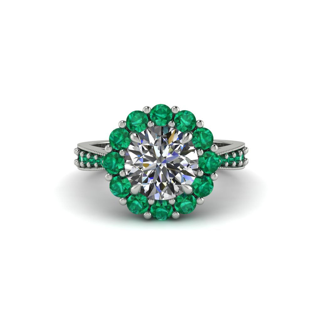 Emerald Round Halo Engagement Ring - Unity No. 18