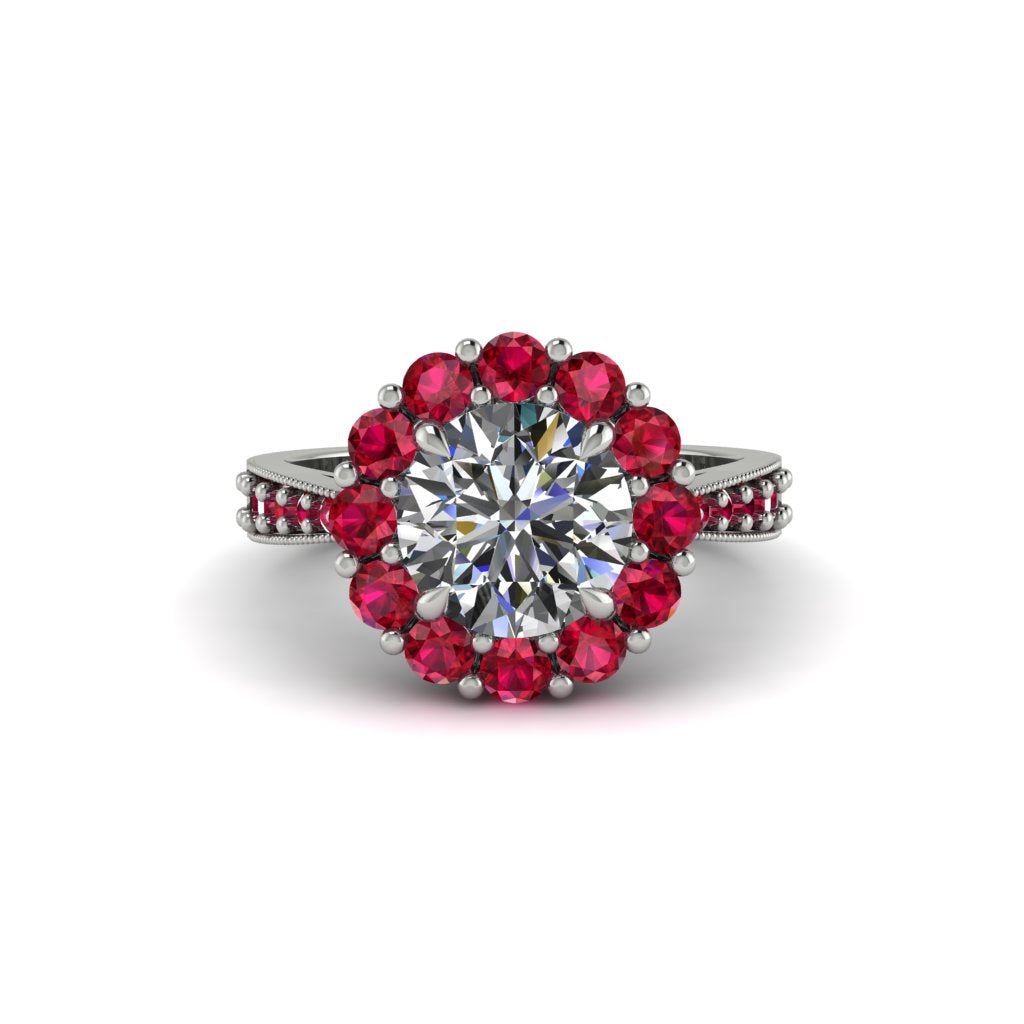 Ruby Round Halo Engagement Ring - Unity No. 48