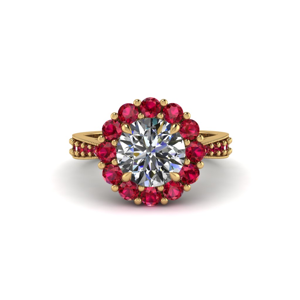 Ruby Round Halo Engagement Ring - Unity No. 46