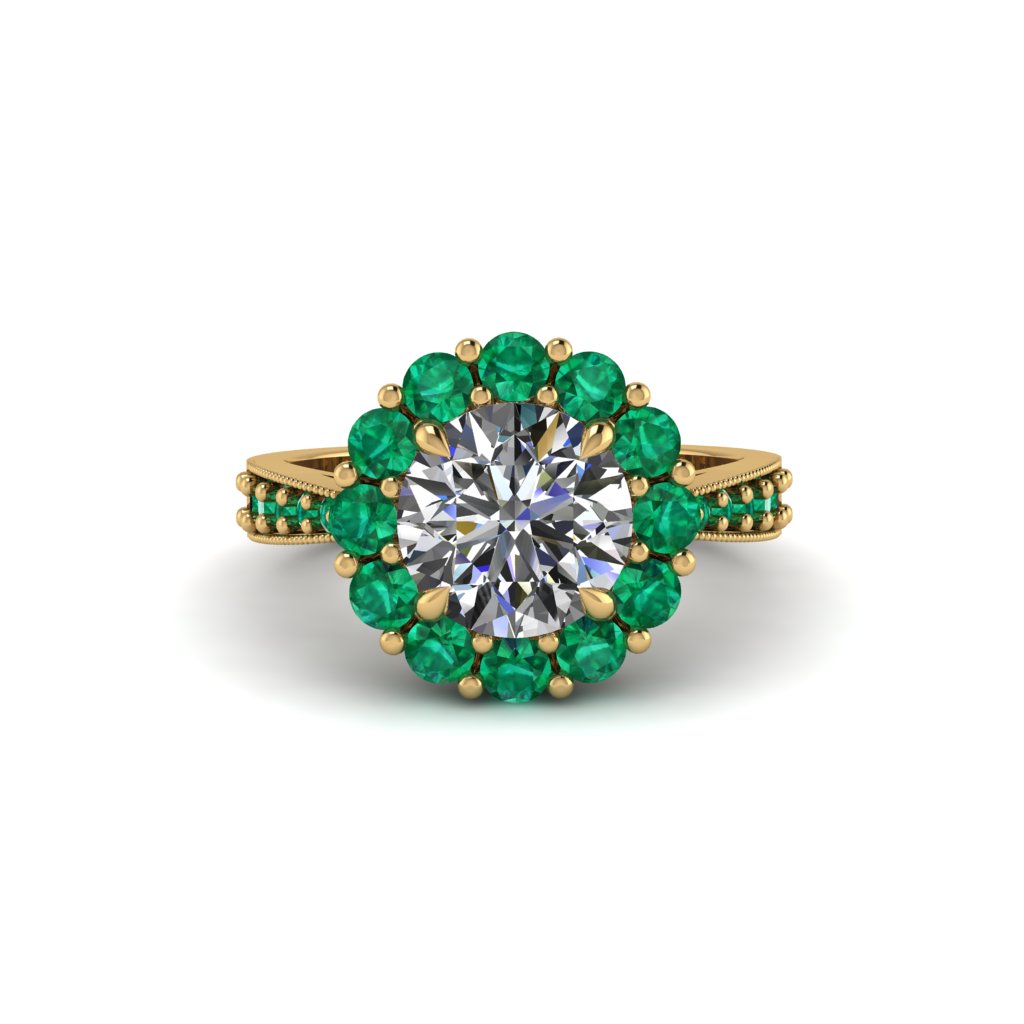 Emerald Round Halo Engagement Ring - Unity No. 16
