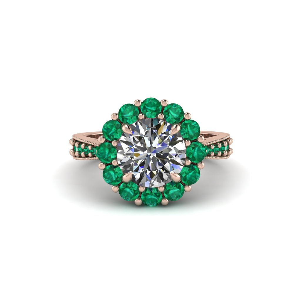Emerald Round Halo Engagement Ring - Unity No. 17