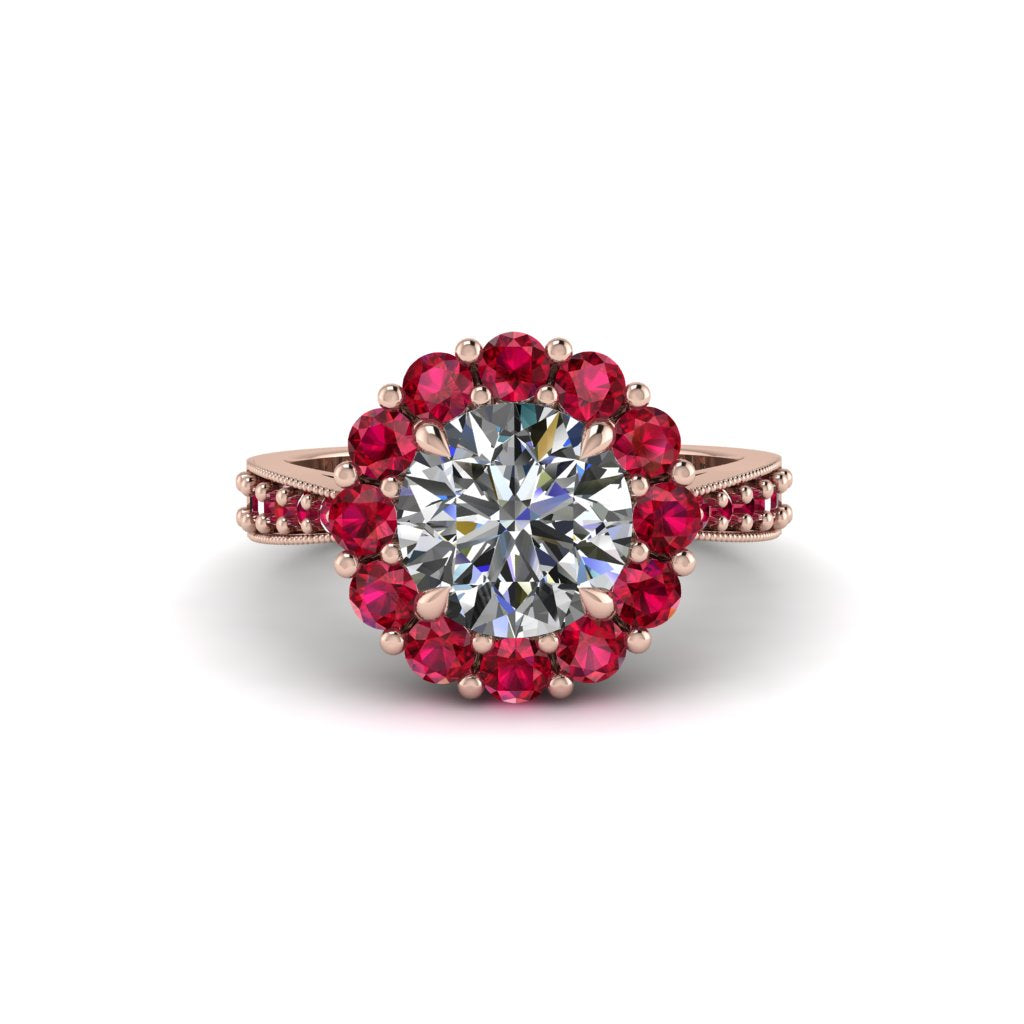 Ruby Round Halo Engagement Ring - Unity No. 47