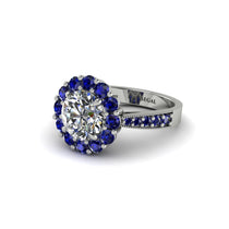 Sapphire Round Halo Engagement Ring - Unity No. 63 image 1