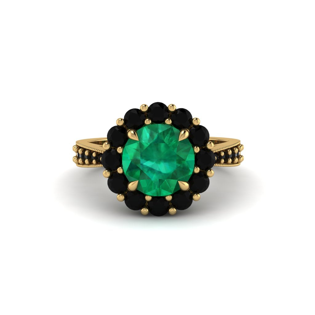 Black Diamond Round Halo Engagement Ring - Unity No. 34