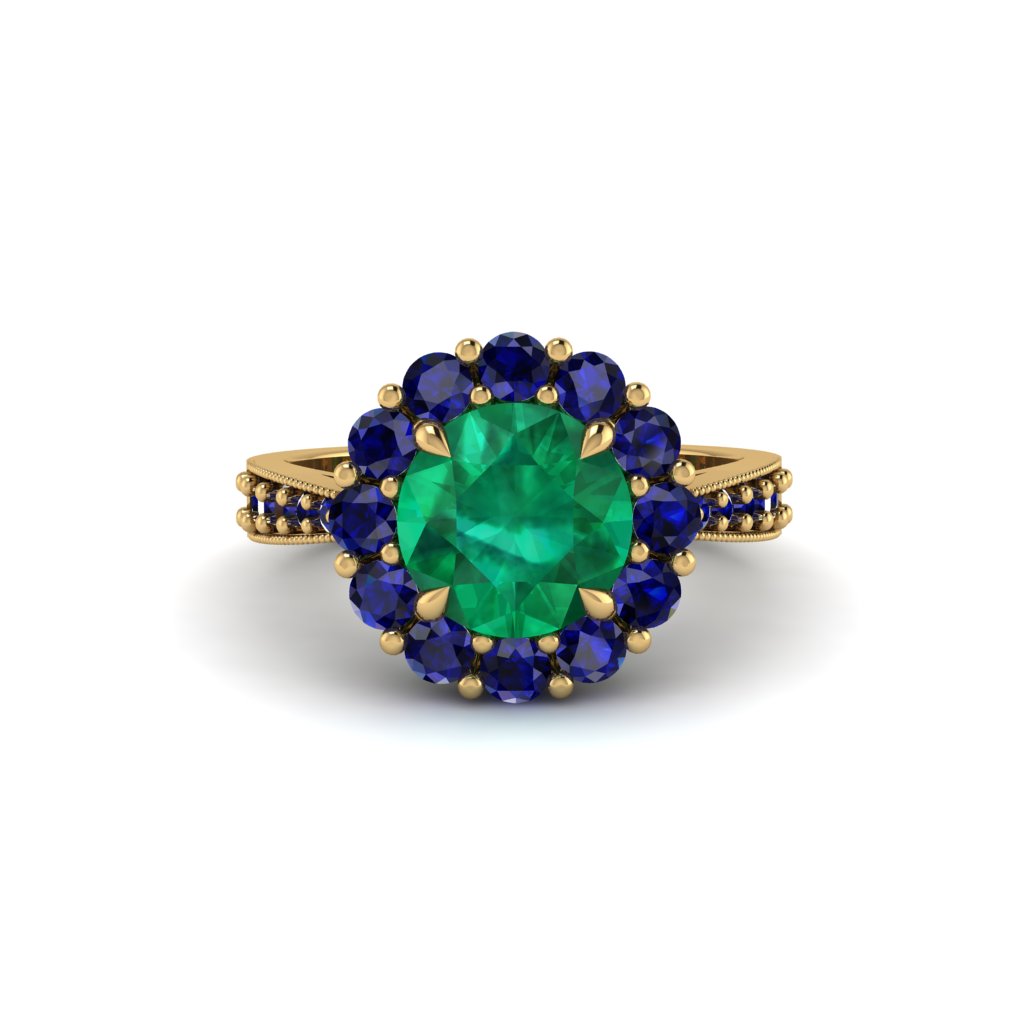 Sapphire Round Halo Engagement Ring - Unity No. 64