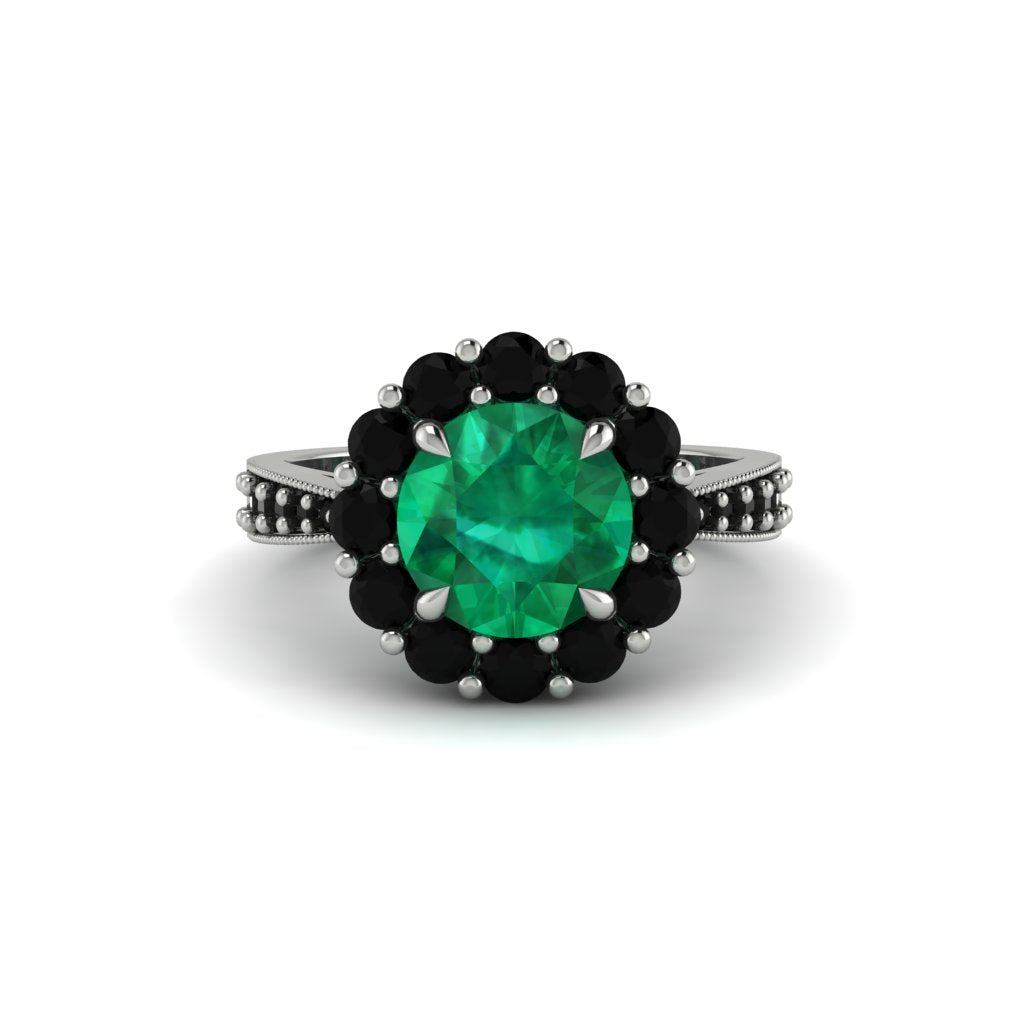 Black Diamond Round Halo Engagement Ring - Unity No. 36