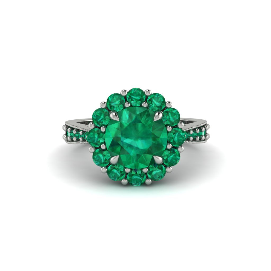 Emerald Round Halo Engagement Ring - Unity No. 21