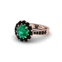 Black Diamond Round Halo Engagement Ring - Unity No. 35 image 1