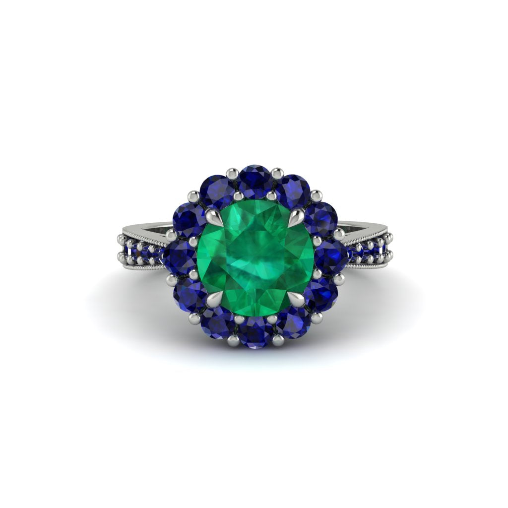 Sapphire Round Halo Engagement Ring - Unity No. 66