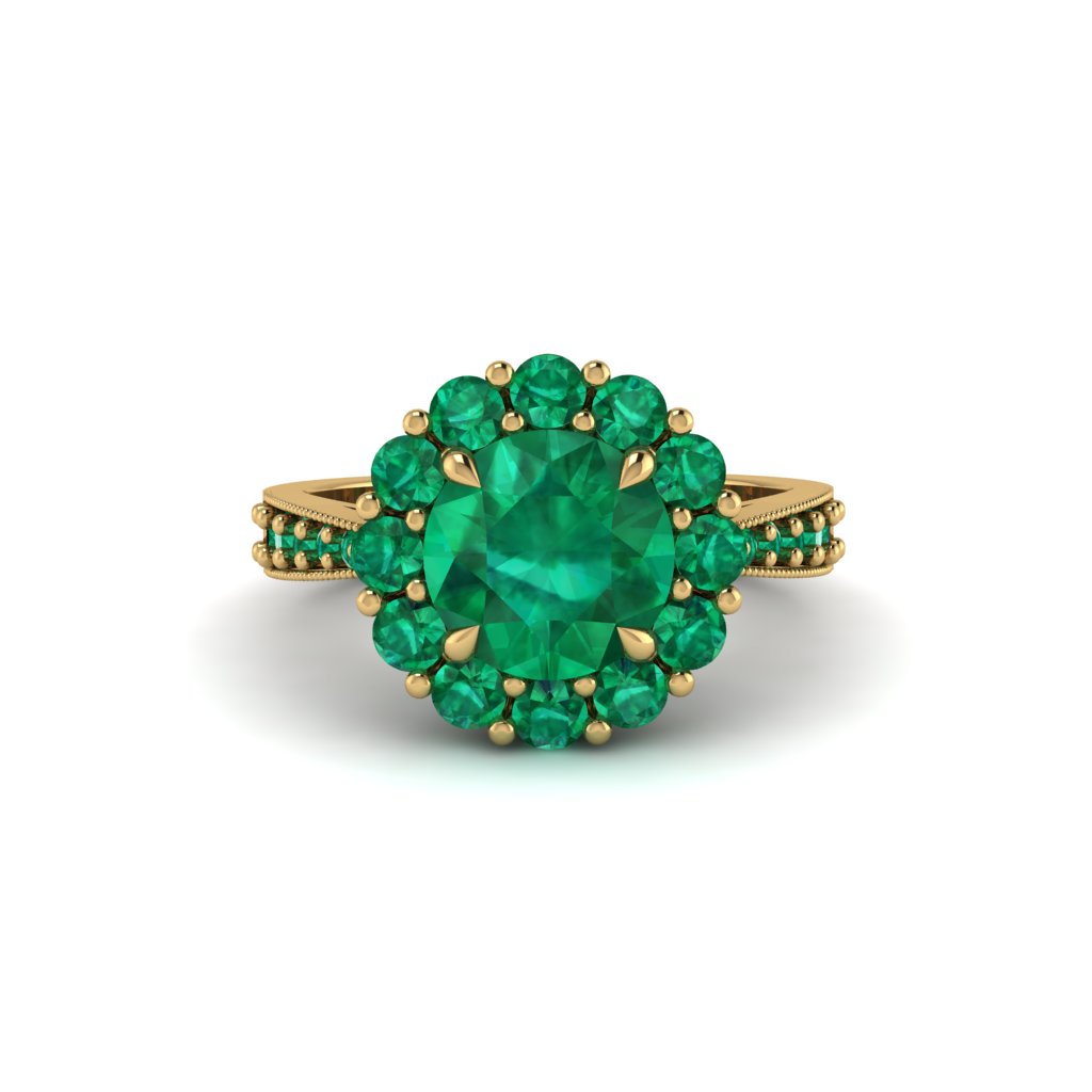 Emerald Round Halo Engagement Ring - Unity No. 19